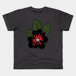 Single two toned black pansy flower illustration Kids T-Shirt